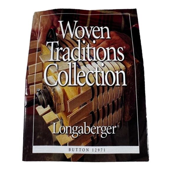 Longaberger Button Basket 2001 Vintage With Plastic Protector Leather Handles - Picture 3 of 4